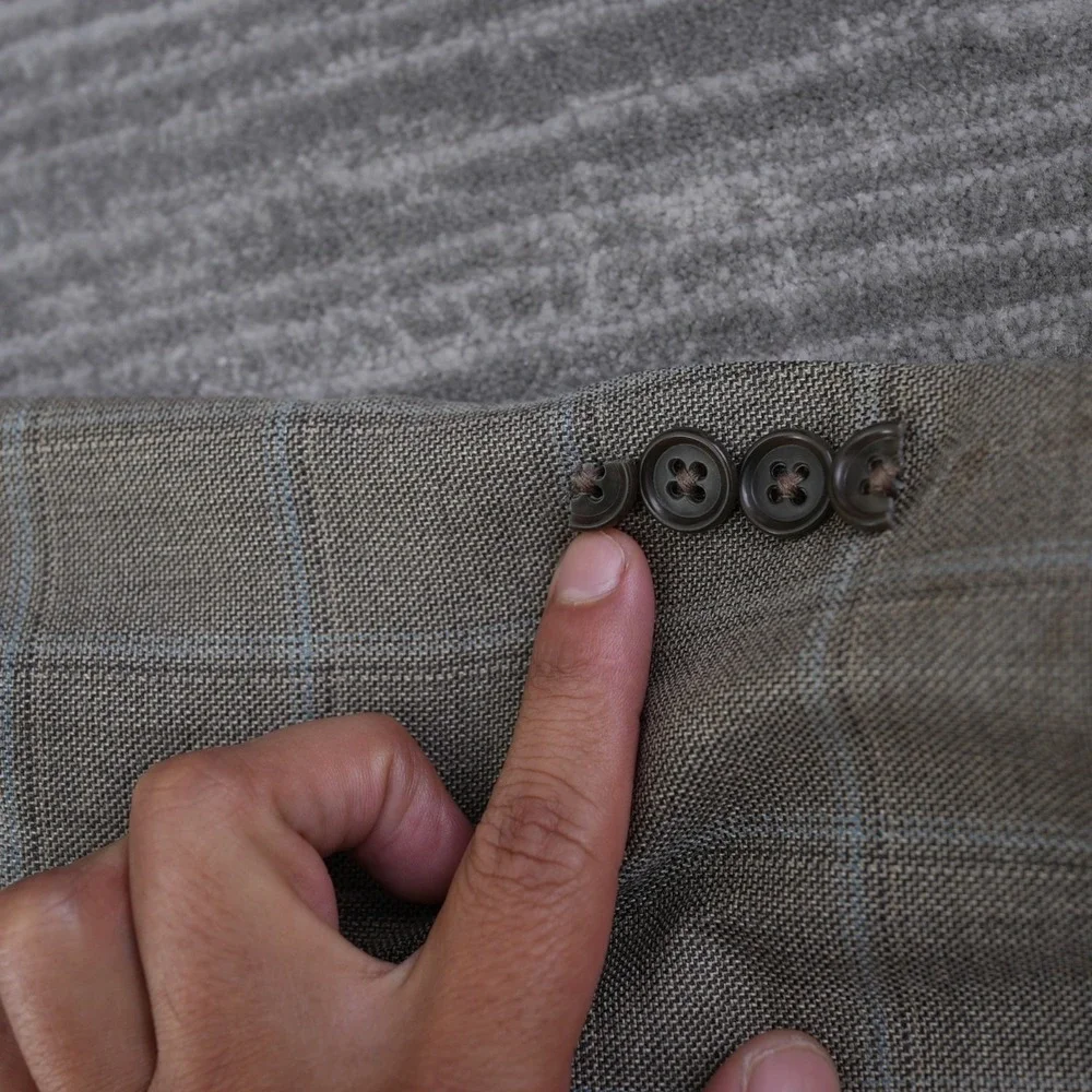 Calvin‎ Klein Gray Wool Silk Blazer Sport Coat Men Two Button Check 48 Regular